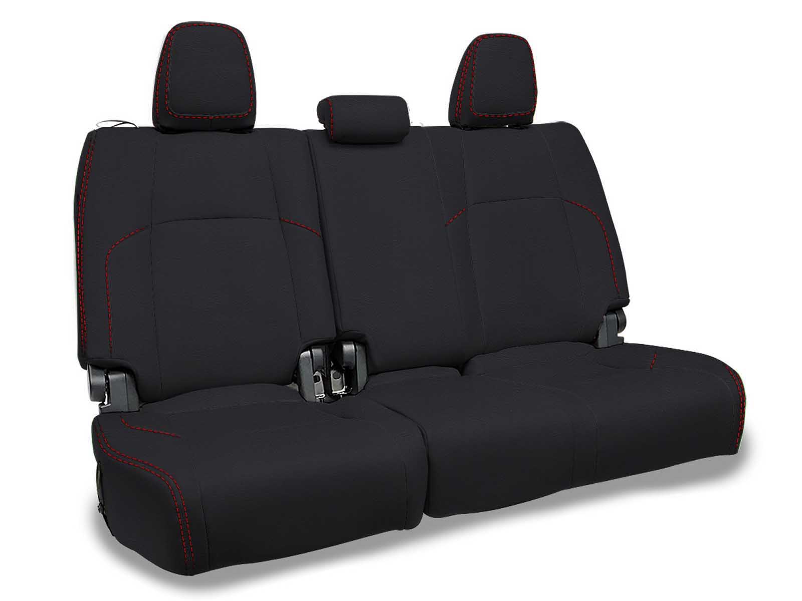 PRP Seats B089-01 Rear Bench Covers for 2024 Toyota Tacoma Black with Red Stitch
