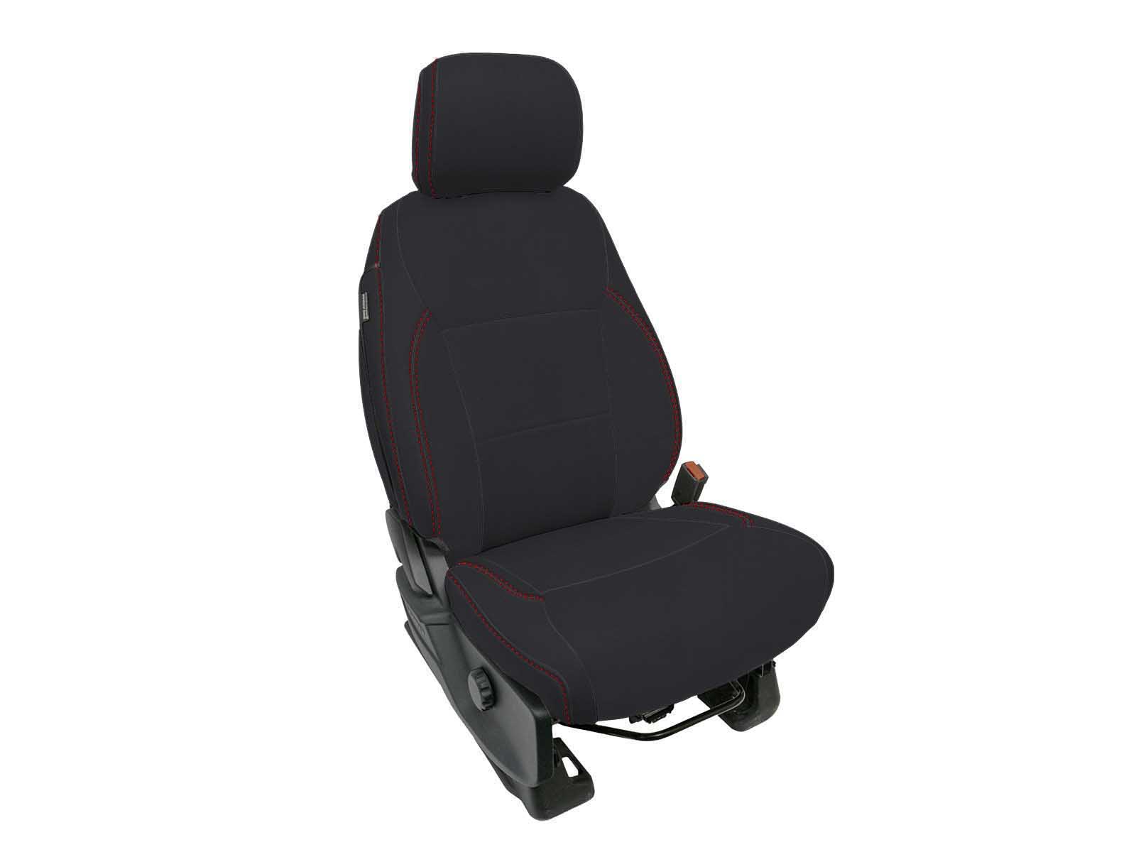 PRP Seats B094-01 Front Seat Covers for 2021+ F150, 2023+ Super Duty, Black with Red Stitch