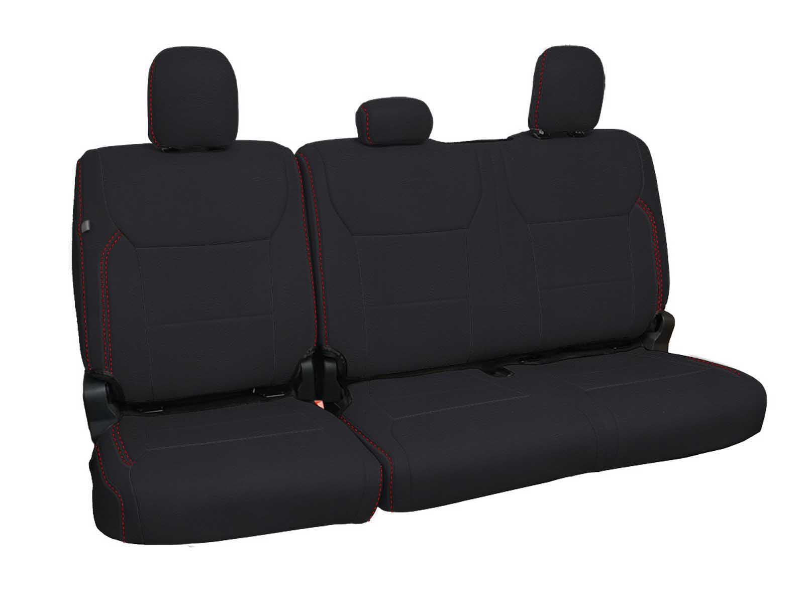PRP Seats B096-01 Rear Bench Seat Covers for 2021+ F150, 2023+ Super Duty, Black with Red Stitch