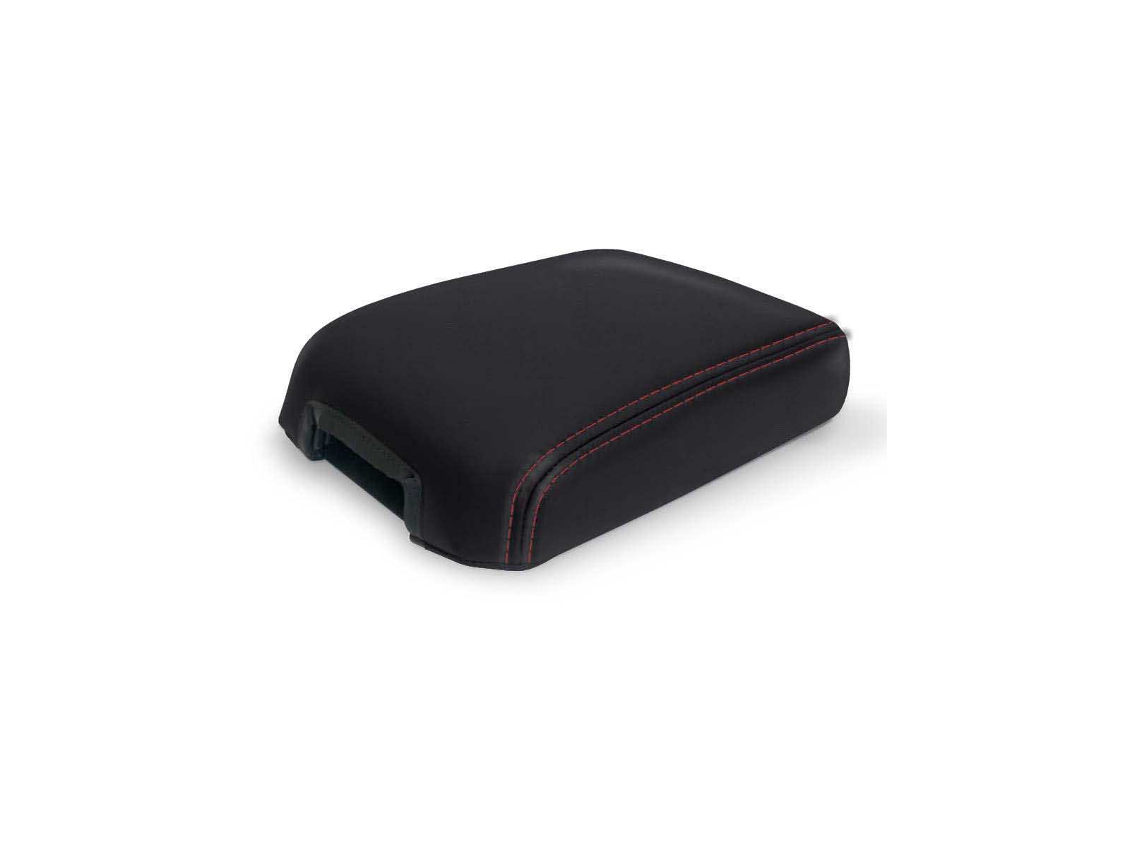 PRP Seats B102-01 Center Console Cover for '16-'23 Toyota Tacoma Black with Red Stitching