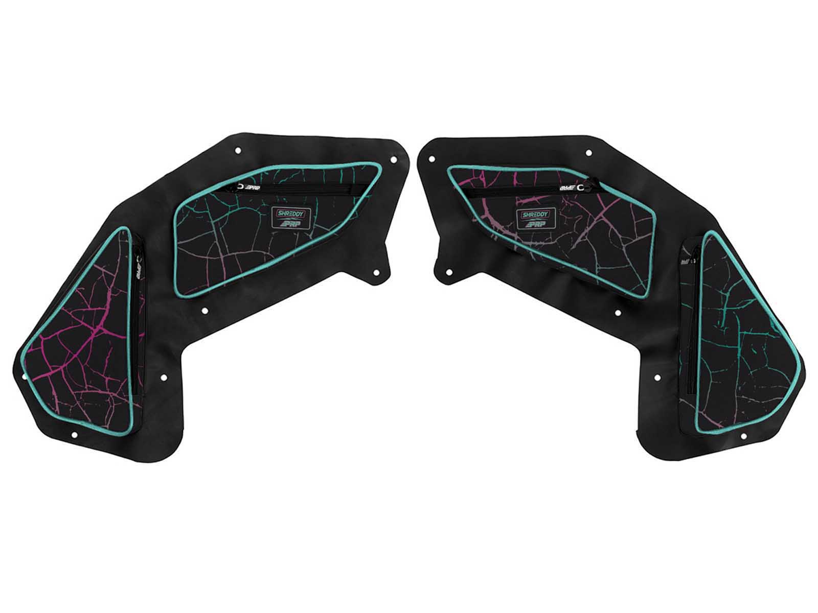 PRP Seats SHRDYE96-314 PRP Shreddy Rear Door Bags for Polaris Pair Cracked and Teal
