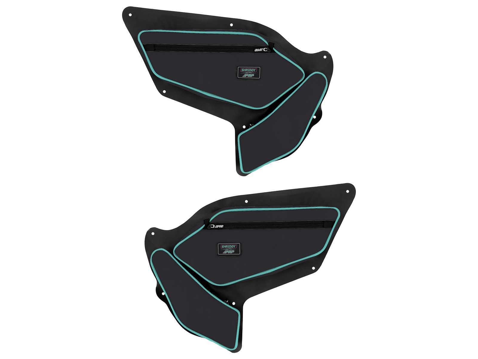 PRP Seats SHRDYE97-238 PRP Shreddy Front Door Bags with Knee Pad for Polaris, Pair Black and Teal