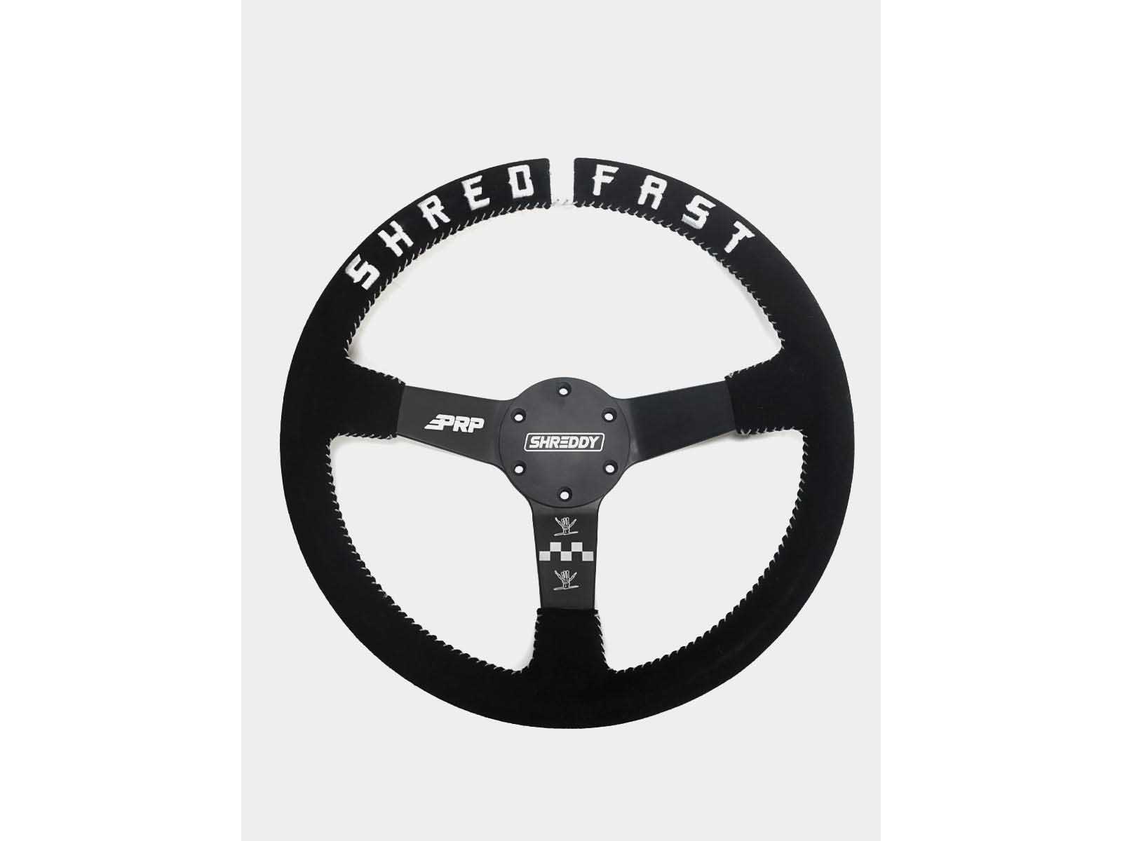 PRP Seats SHRDYG256 PRP X Shreddy Shred Fast Steering Wheel 13 Inch Diameter Black & White Deep Dish