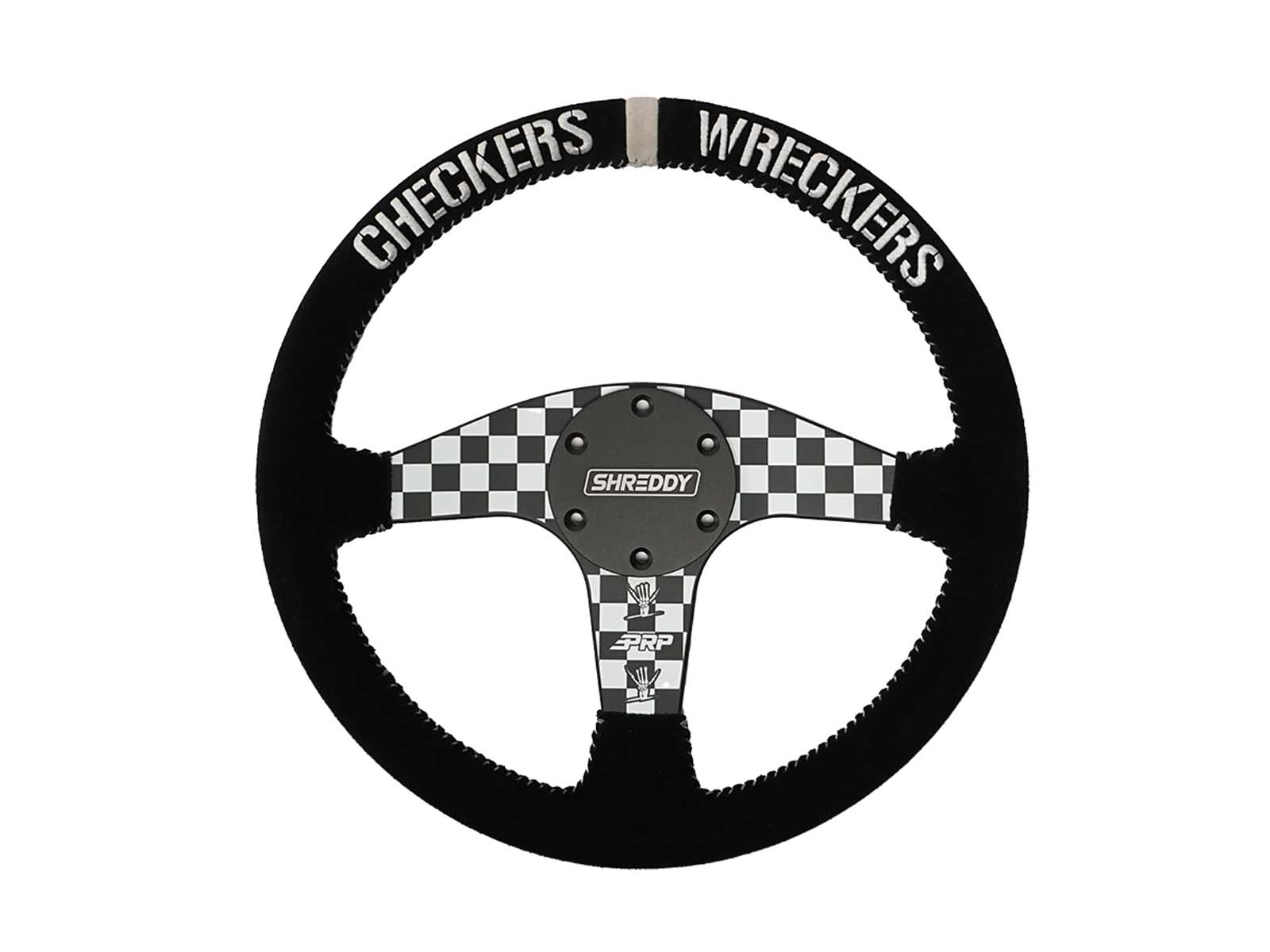 PRP Seats SHRDYG259 PRP X Shreddy Checkered Steering Wheel 13 Inch Diameter Checkered Flat