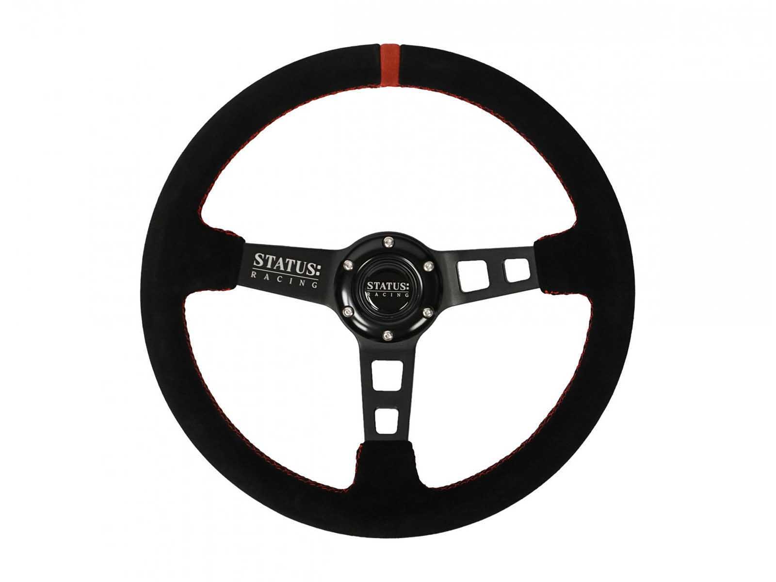 PRP Seats SRG142 Deep Dish Suede Steering Wheel 13 Inch Diameter Red