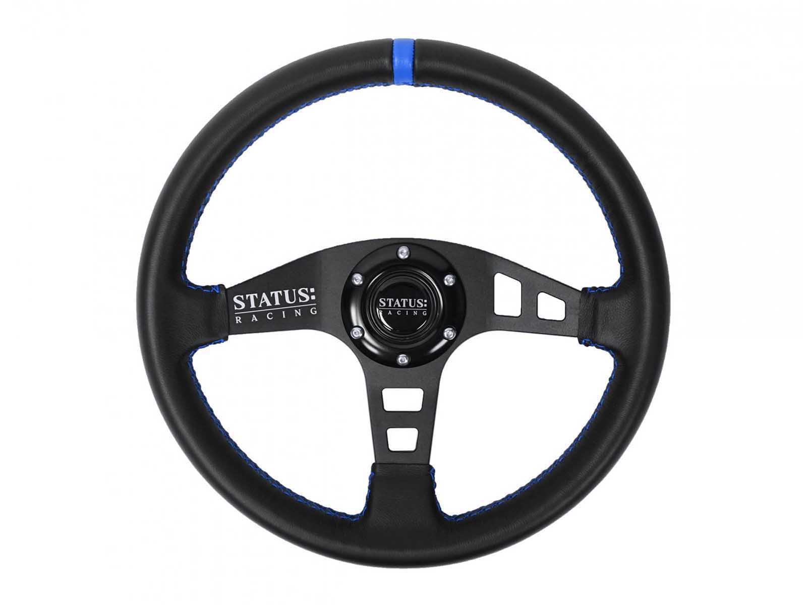 PRP Seats SRG161 Flat Leather Steering Wheel 13 Inch Diameter Blue