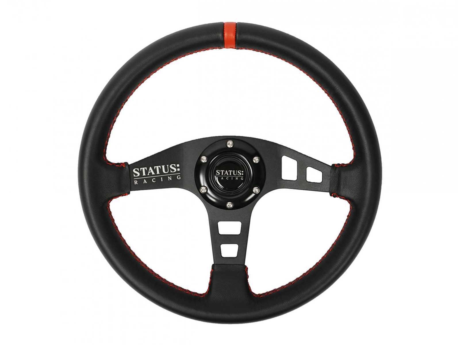 PRP Seats SRG162 Flat Leather Steering Wheel 13 Inch Diameter Red