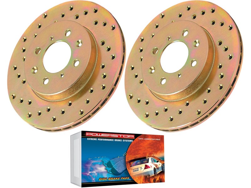 Power Stop DMK1066 Extreme Performance Front Brake Kit - Drilled Rotors + Carbon-Metallic Pads