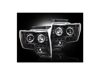Recon 264190BK SMOKED Projector LED Headlights 2009-2014 Ford F-150 & F-150 SVT Raptor