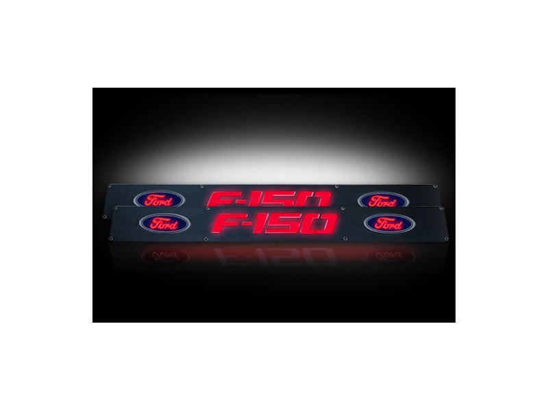 Recon 264321FDBKRD Black Anodized Billet Door Sill W/Red Illumination 2009-2014 Ford F-150