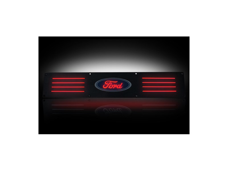 Recon 264321RFDBKRD Black Anodized Rear Door Sill W/Red Illumination 2009-2014 Ford F-150 & RAPTOR