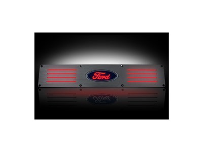 Recon 264321RFDRD Brushed Billet Rear Door Sills With Red LEDs 2009-2014 Ford F-150