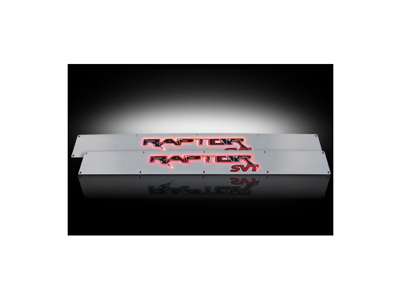Recon 264421FDRD Brushed Billet Door Sill With Red LEDs 2009-2014 Ford F-150 SVT Raptor