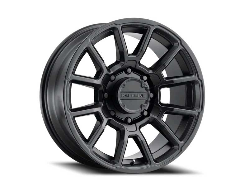 Raceline Wheels 950B-29088+18 20x9 Gauge 950B Satin Black Multi Spoke 18 Offset 8x180 BP 124.2 Bore