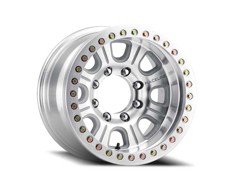 Raceline RT233-79555-32 17x9.5 Monster Beadlock RT233 Machined Silver -32 OS 5x139.7 BP 107.95
