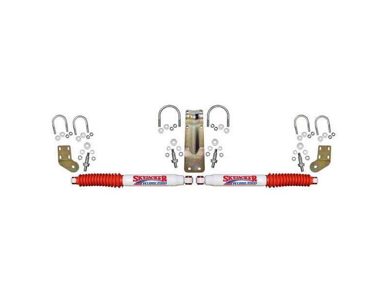 Skyjacker 7253 7000 Dual Steering Stabilizer Kit With White Cylinders & Red Boots 2005-23 F250/F350