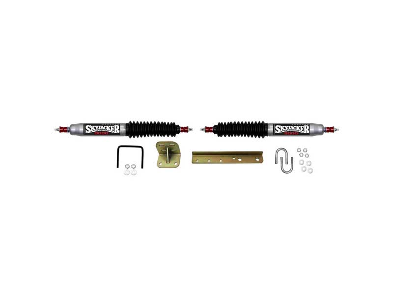 Skyjacker 9200 Steering Stabilizer Dual Kit Silver w/Black Boots for Jeep & Willys