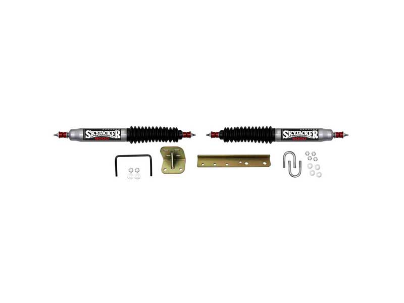 Skyjacker 9240 Steering Stabilizer Dual Kit w/o OEM Location Silver w/Black Boots