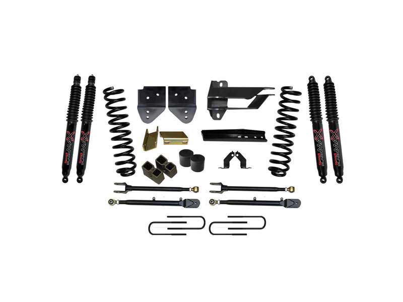Skyjacker F174024K-B 4" Lift Kit w/Adjustable 4-Links with Black Max Shocks for 17-19 F250