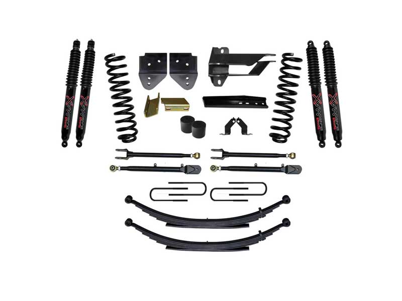 Skyjacker F174024KS-B 4" Lift Kit Adjustable 4-Links and Black Max Shocks for 17-19 F250/F350 Gas