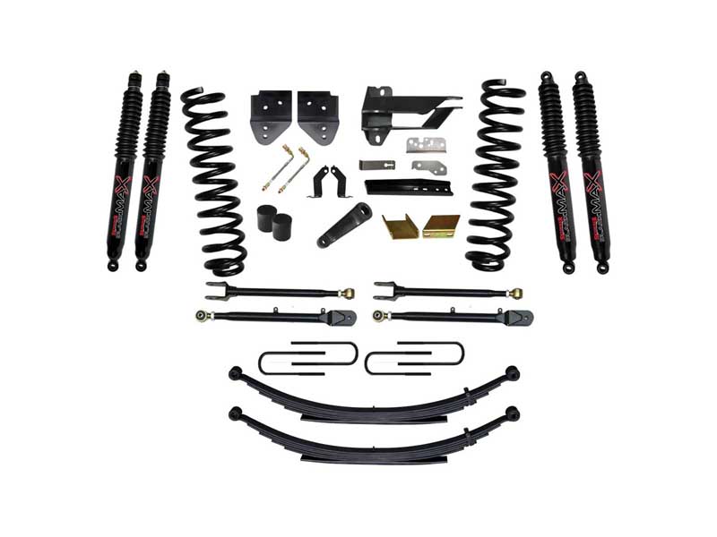 Skyjacker F176024KS-B 6" Lift Kit Adjustable 4-Links and Black Max Shocks for 17-19 F250/F350 Gas