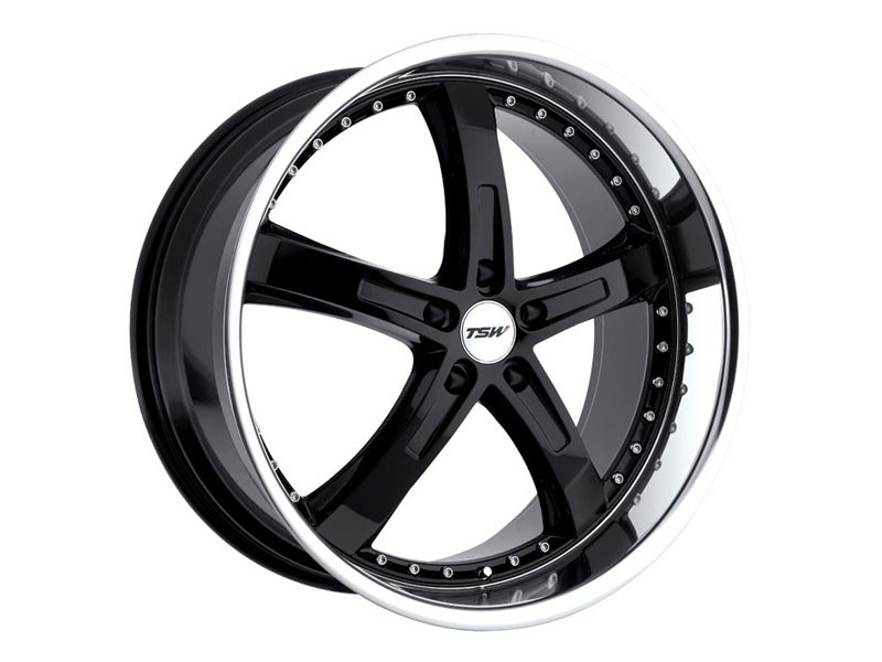 TSW 1980JAR405110B72 19x8 Jarama 5x110 +40mm Wheel - Gloss Black With Mirror Lip Finish