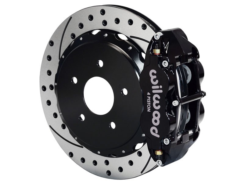 Wilwood 140-10909-D SL4R Rear 13" Brakes Black Drilled 1967-1992 GM 12-Bolt Front Mnt 2.81 w/C-Clip