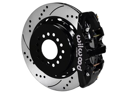 Wilwood 140-10948-D AERO4 Rear 14" Brake Kit Black Drilled 2.50" O/S, Ford Big New Style Axle Flang
