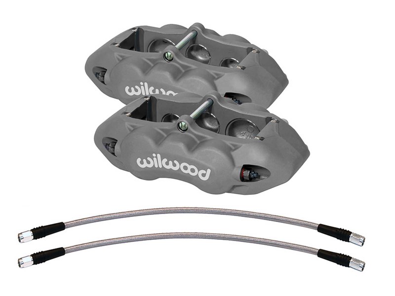 Wilwood 140-11857-U D8-6 Front Gray Caliper Kit with Brake Lines for 1965-1982 Corvette