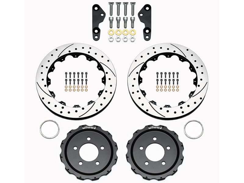 Wilwood 140-12468-D Promatrix Rear 2-Piece Performance Drilled Rotor Kit 2005-2013 Ford Mustang