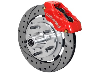 Wilwood 140-13202-DR Dynapro Dust-Boot 11" Front Hub Brake Kit, Drilled, Red, 1964-1974 GM Cars