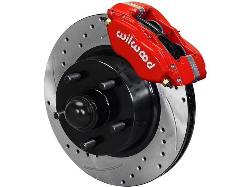 Wilwood 140-13477-DR Dynalite 11" Front Hub Big Brake Kit, Red, Drilled, 1970-1973 Ford & Mercury