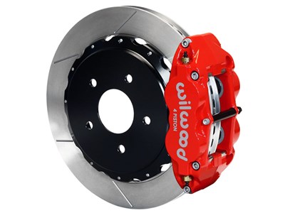 Wilwood 140-13677-R SL4R Rear 13" Brake Kit Red Slotted 2.5" O/S, Ford Big New Style Staggered Moun