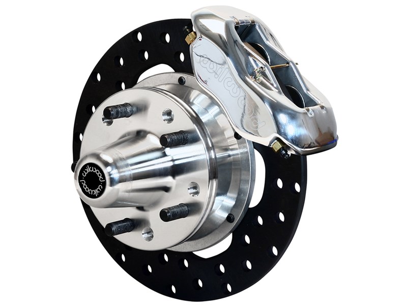 Wilwood 140-1501-DP Dynalite Front Drag Brake Kit, Drilled 10.75", Polished 37-48 Ford Car Spindle