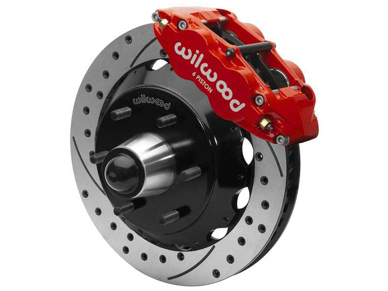 Wilwood 140-15945-DR SL6R 13-in Front Big Brake Kit, Drilled, Red, 1963-87 GM C10/C15 W/Drop Spindl