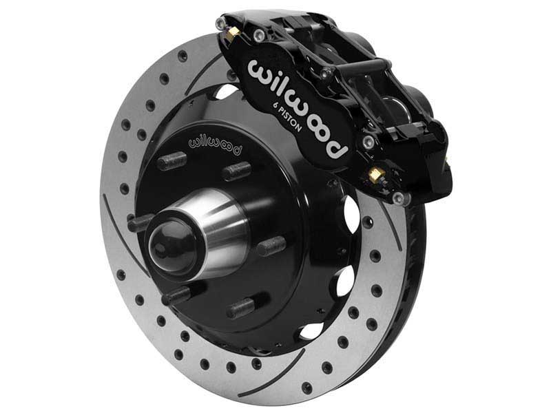 Wilwood 140-15946-D SL6R 14-in Front Big Brake Kit Drilled Black, 1963-87 GM C10/C15 W/Drop Spindle