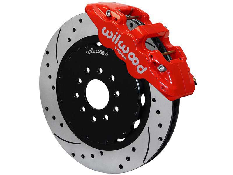 Wilwood 140-16403-DR AERO6 Front Hat Big Brake Kit,14", Drilled, Red 1994-2004 Mustang w/Lines