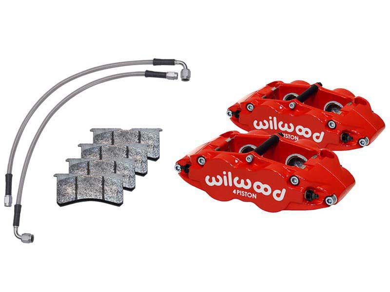 Wilwood 140-16677-R FNSL4R Front Red Caliper Kit w/Brake Lines for 1984-1989 Porsche 911 w/3.5" Mnt