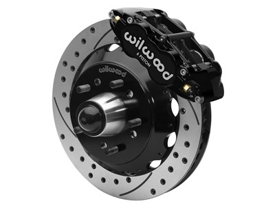 Wilwood 140-16908-D FNSL6R 13" Front Brake Kit Drilled Black 55-57 Chevy w/WWE Tri Five ProSpindle