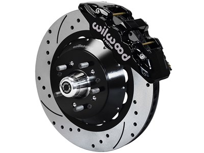 Wilwood 140-16910-D AERO6 14" Front Brake Kit Drilled Black 1955-57 Chevy w/WWE Tri Five ProSpindle