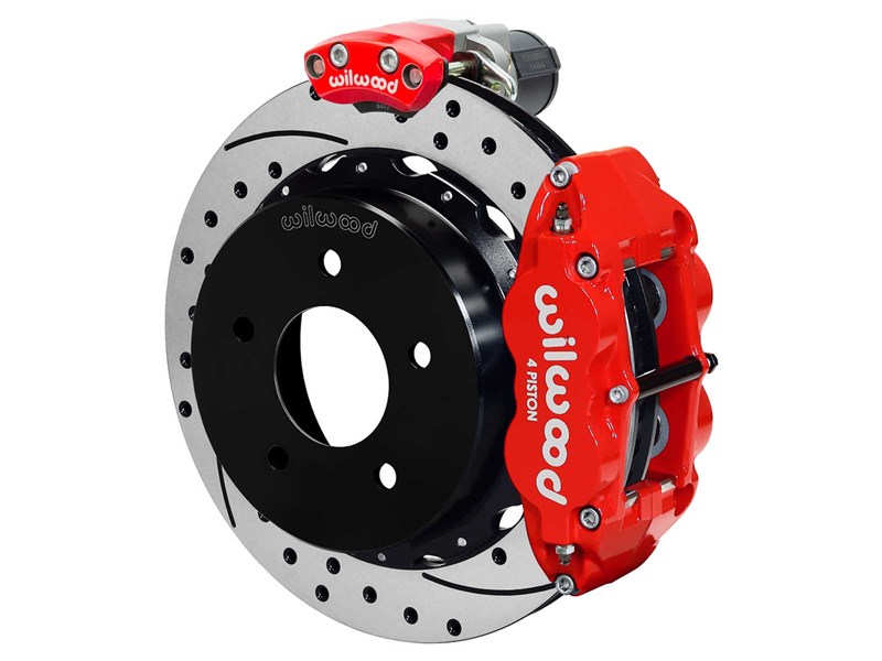 Wilwood 140-18044-DR SL4R 13" Rear EPB Brake Kit, Red, Drilled 1988-1998 GM C1500 5-Lug 3.25 Offset