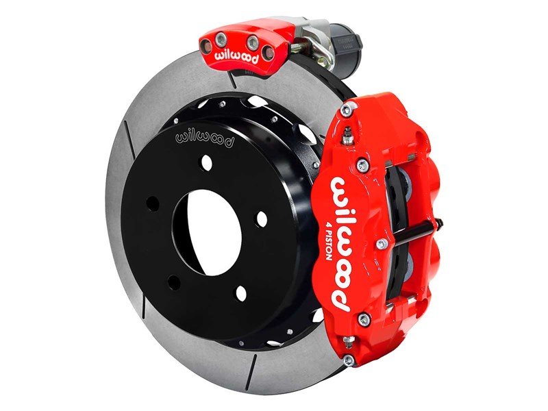 Wilwood 140-18045-R SL4R 14" Rear EPB Brake Kit, Red, Slotted, 1988-1998 GM C1500 5-Lug 3.25 Offset