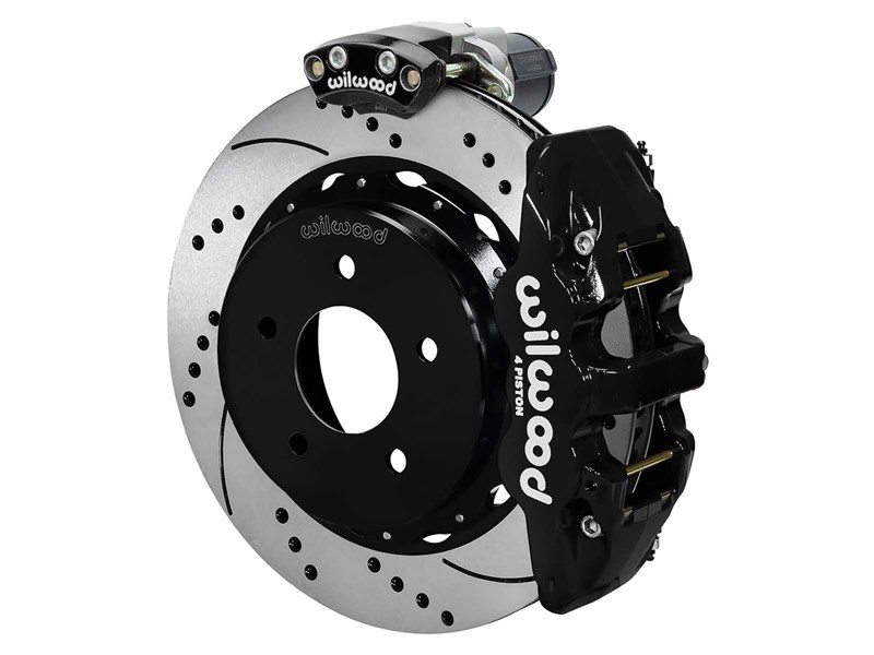 Wilwood 140-18046-D AERO4 14" Rear EPB Brake Kit, Black, Drilled 1988-98 GM C1500 5-Lug 3.25 Offset