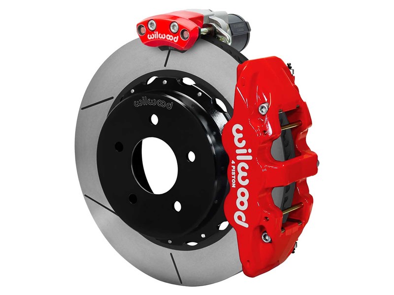 Wilwood 140-18046-R AERO4 14" Rear EPB Brake Kit, Red, Slotted 1988-1998 GM C1500 5-Lug 3.25 Offset