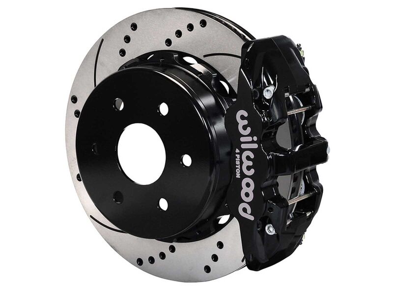 Wilwood 140-18150-D AERO4 Rear 14" Brake Kit, Drilled, Black, Big Ford New Style 2.5" Offset 6 Lug