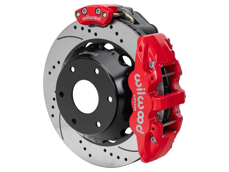 Wilwood 140-18163-DR AERO4 Rear 14" EPB Brake Kit, Drilled, Red for 1971-1991 GM Blazer 4x4 2.46" OS