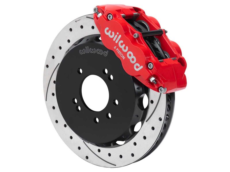 Wilwood 140-18247-DR SL6R Front 14" Brake Kit, Drilled, Red, 1989-1998 Nissan 240SX 1989-94 Skyline