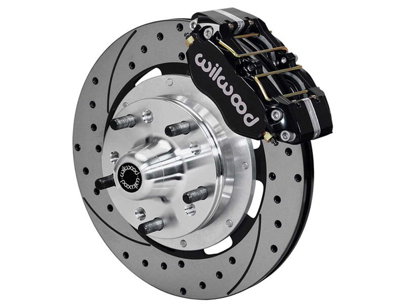Wilwood 140-18358-D FDL Pro 11" Front Hub Brake Kit, Drilled, Black, 1955-1957 Chevy W/Drop Spindle