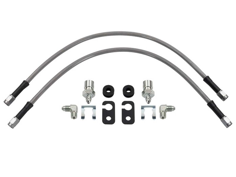 Wilwood 220-17465 Flexline Brake Line Kit, 18 inch, -3, M-12x1.0 IF, 90 Deg 1/8-27, with Bracket