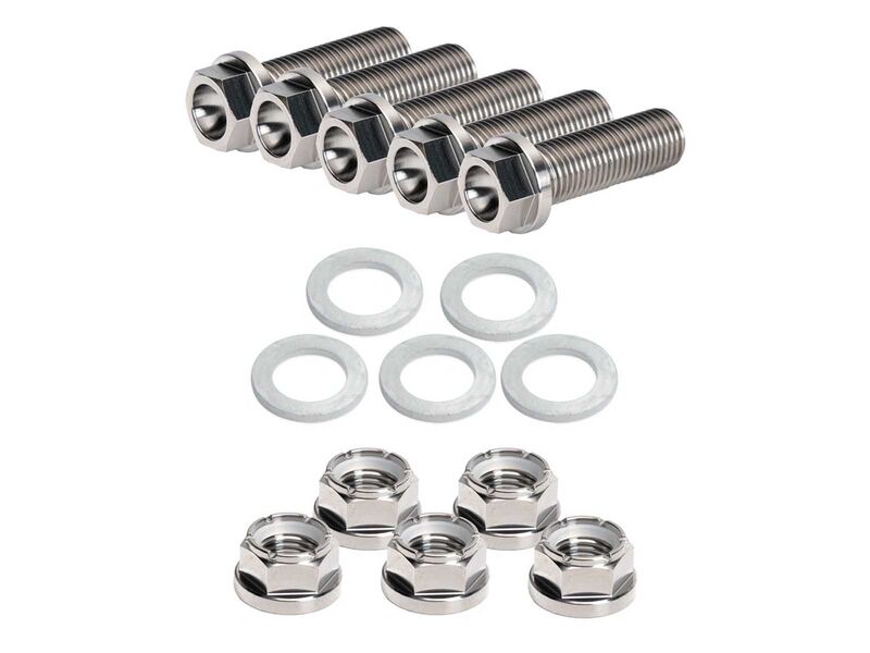 Wilwood 230-17887 Titanium Inboard Rotor Axle Clamp Adapter Bolt Kit, Lock Nuts, 5-pack, 3/8-24x1.12